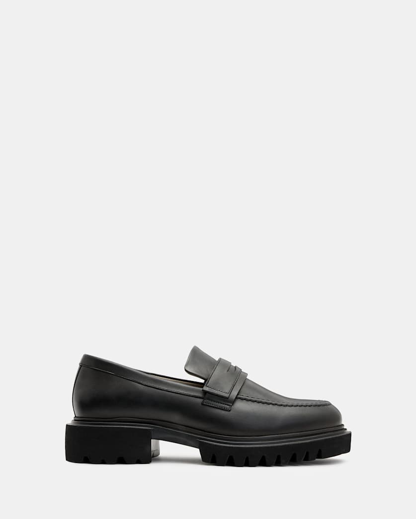 all saints Vinni Chunky Leather Loafers Black