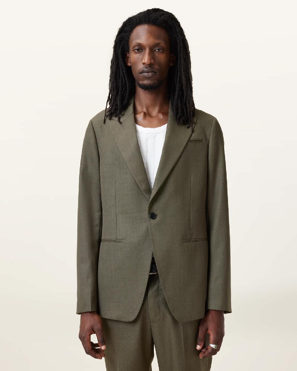 All Saints Ward Single Breasted Blazer Khaki Brown