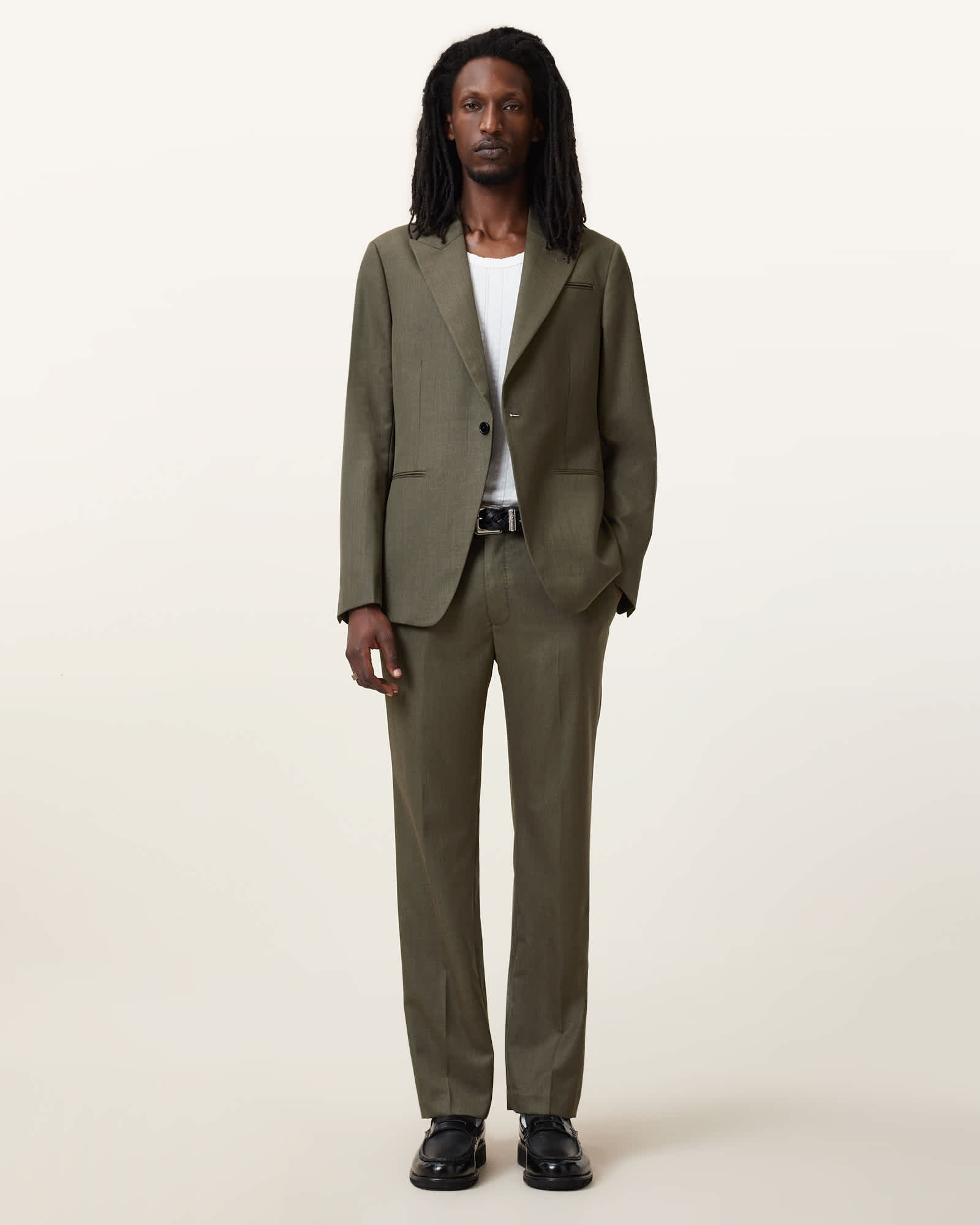 All Saints Ward Single Breasted Blazer Khaki Brown