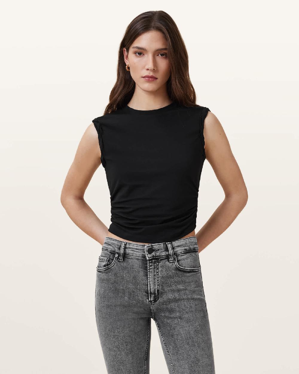 All Saints West Sleeveless Tank Top Black