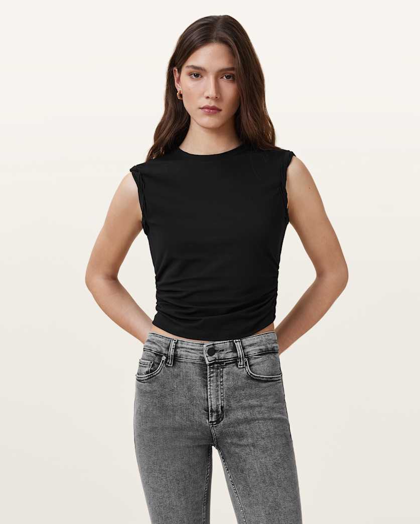 all saints West Sleeveless Tank Top Black