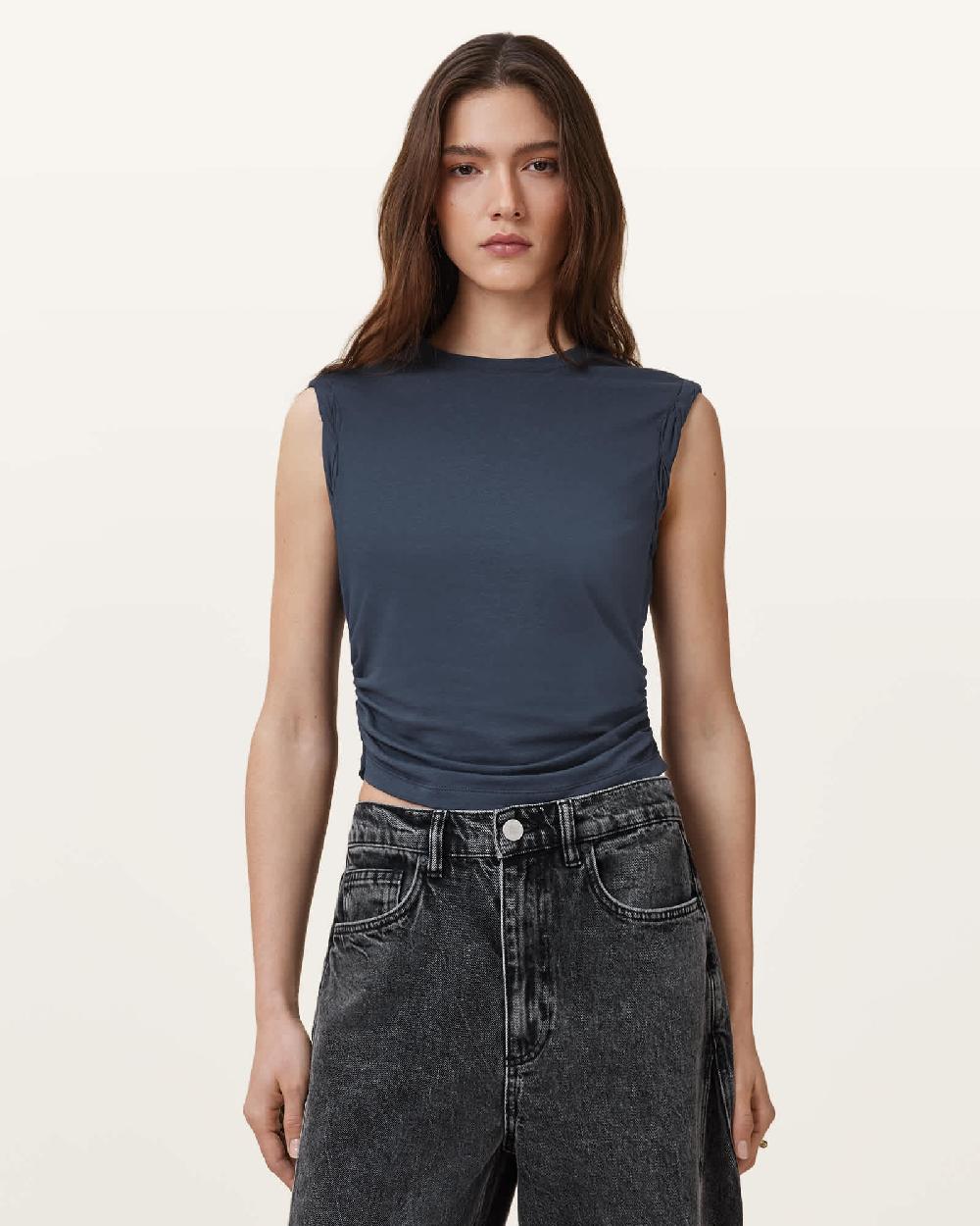 All Saints West Sleeveless Tank Top Blueberry Blue
