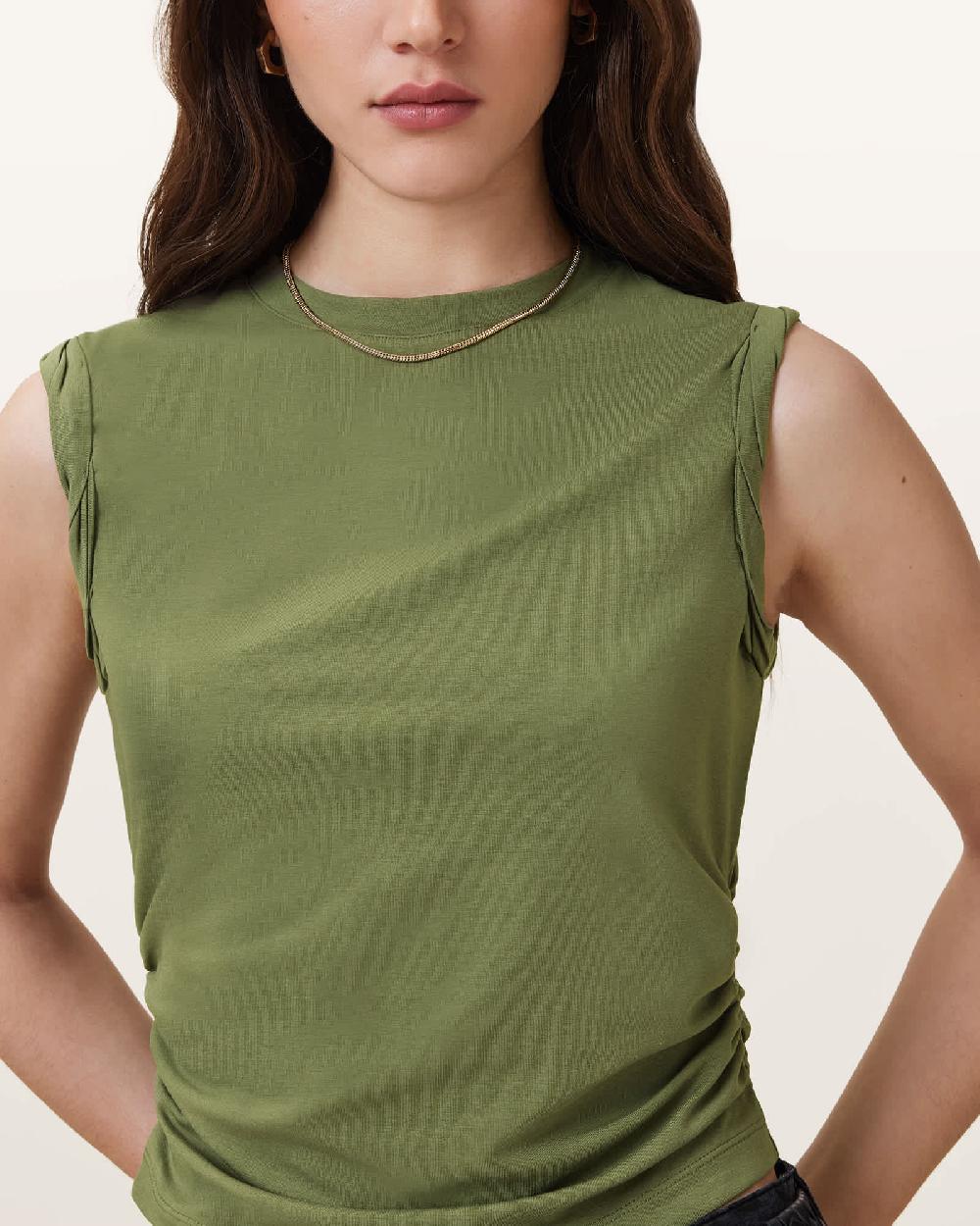 All Saints West Sleeveless Tank Top Grass Green
