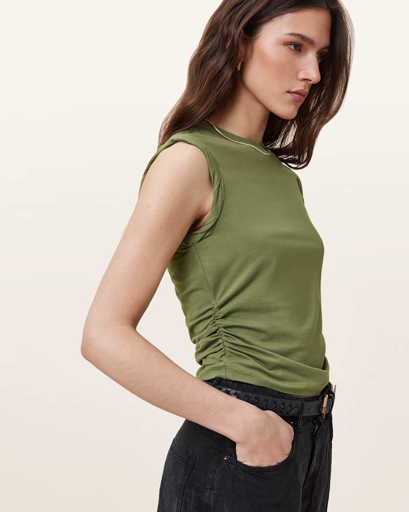 all saints West Sleeveless Tank Top Grass Green