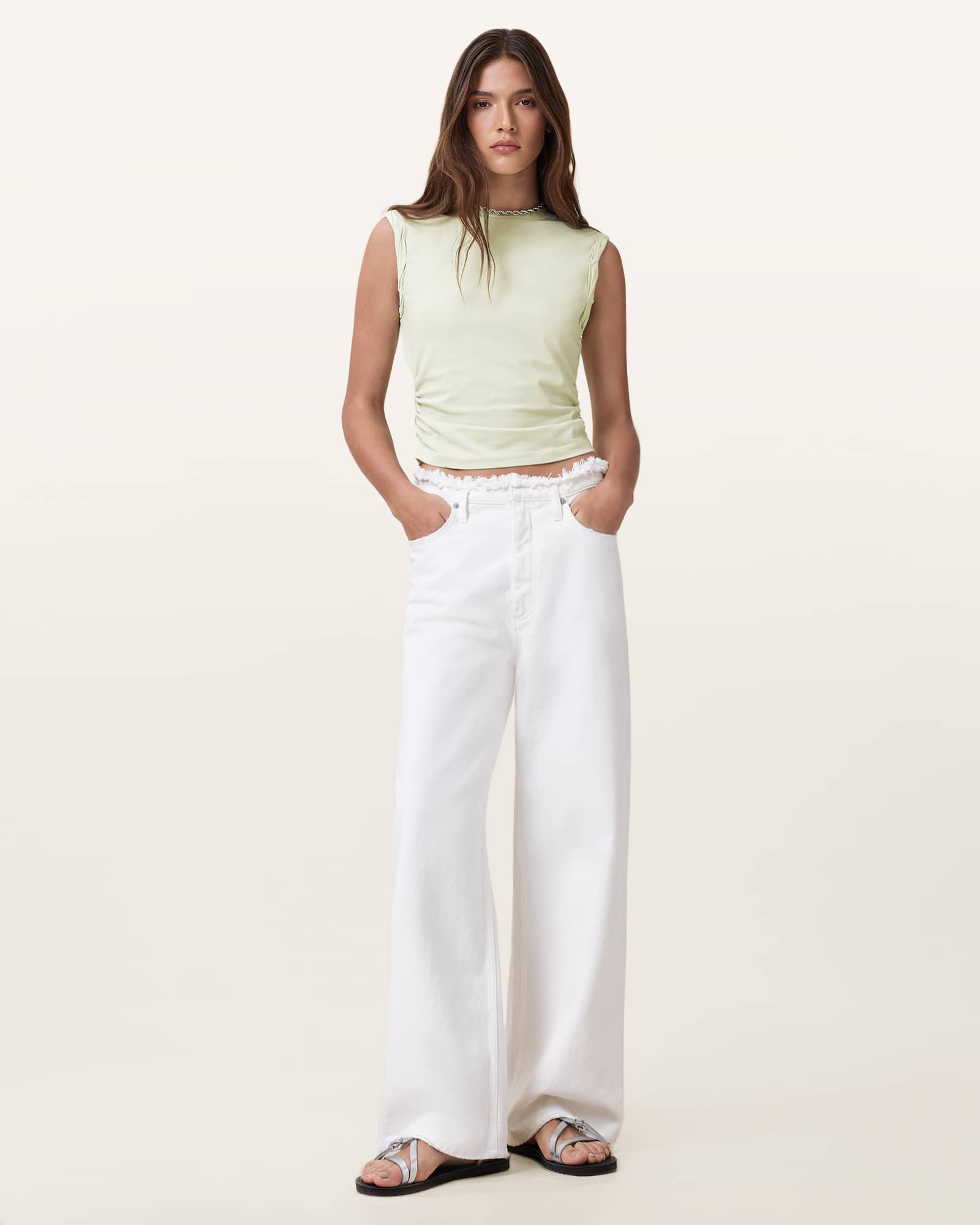 All Saints West Sleeveless Tank Top JADE GREEN