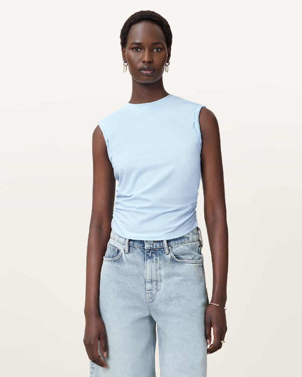 All Saints West Sleeveless Tank Top Powder Blue