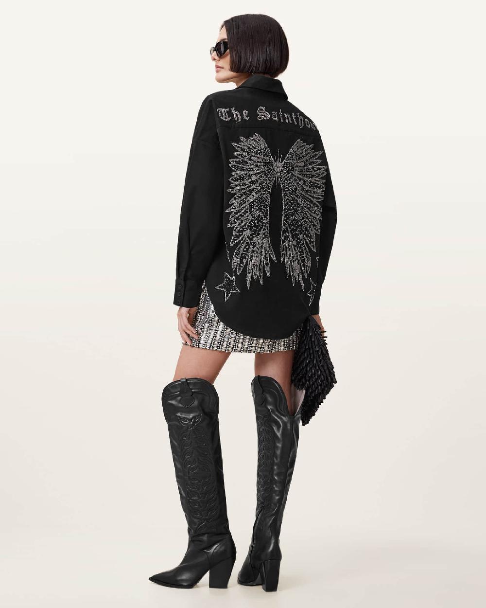 All Saints Wing Relaxed Fit Shirt Black