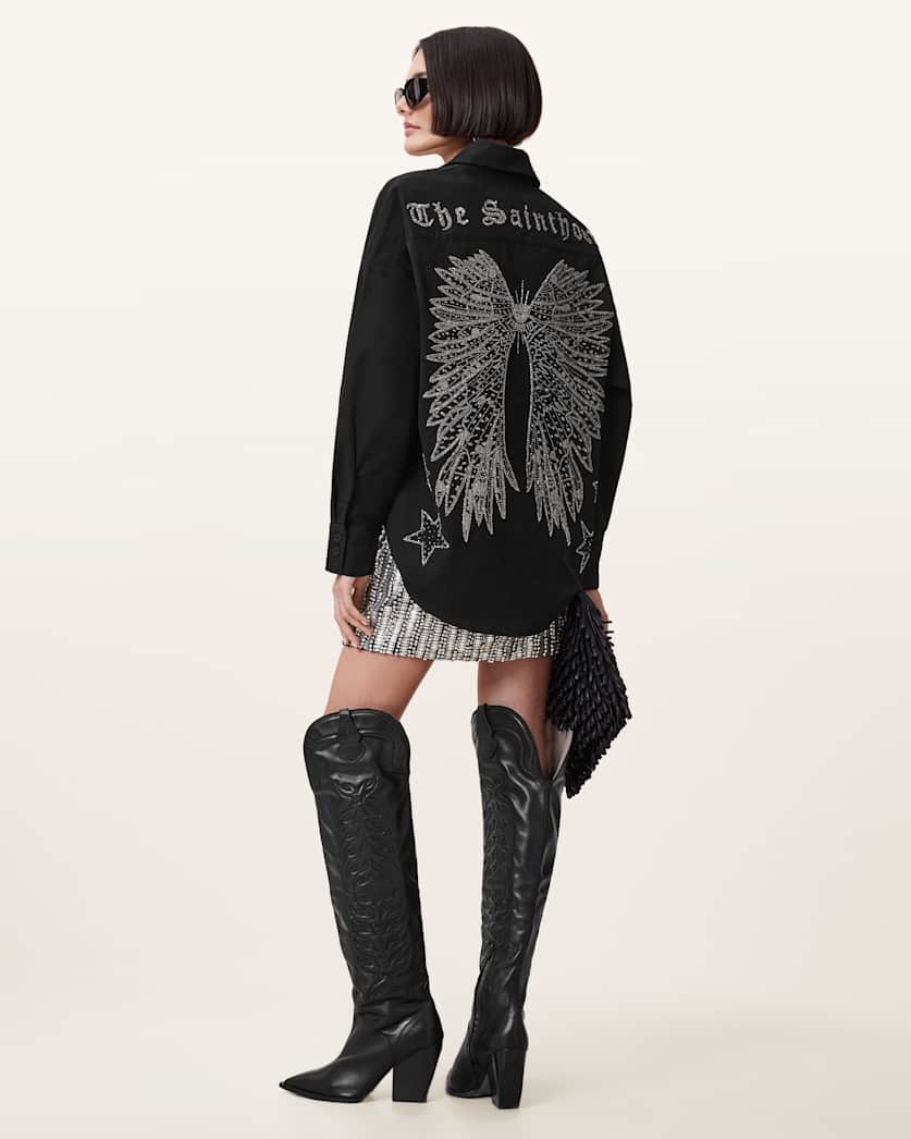 all saints Wing Relaxed Fit Shirt Black