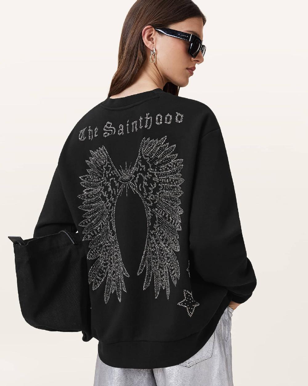 All Saints Wings Talon Oversized Sweatshirt Black