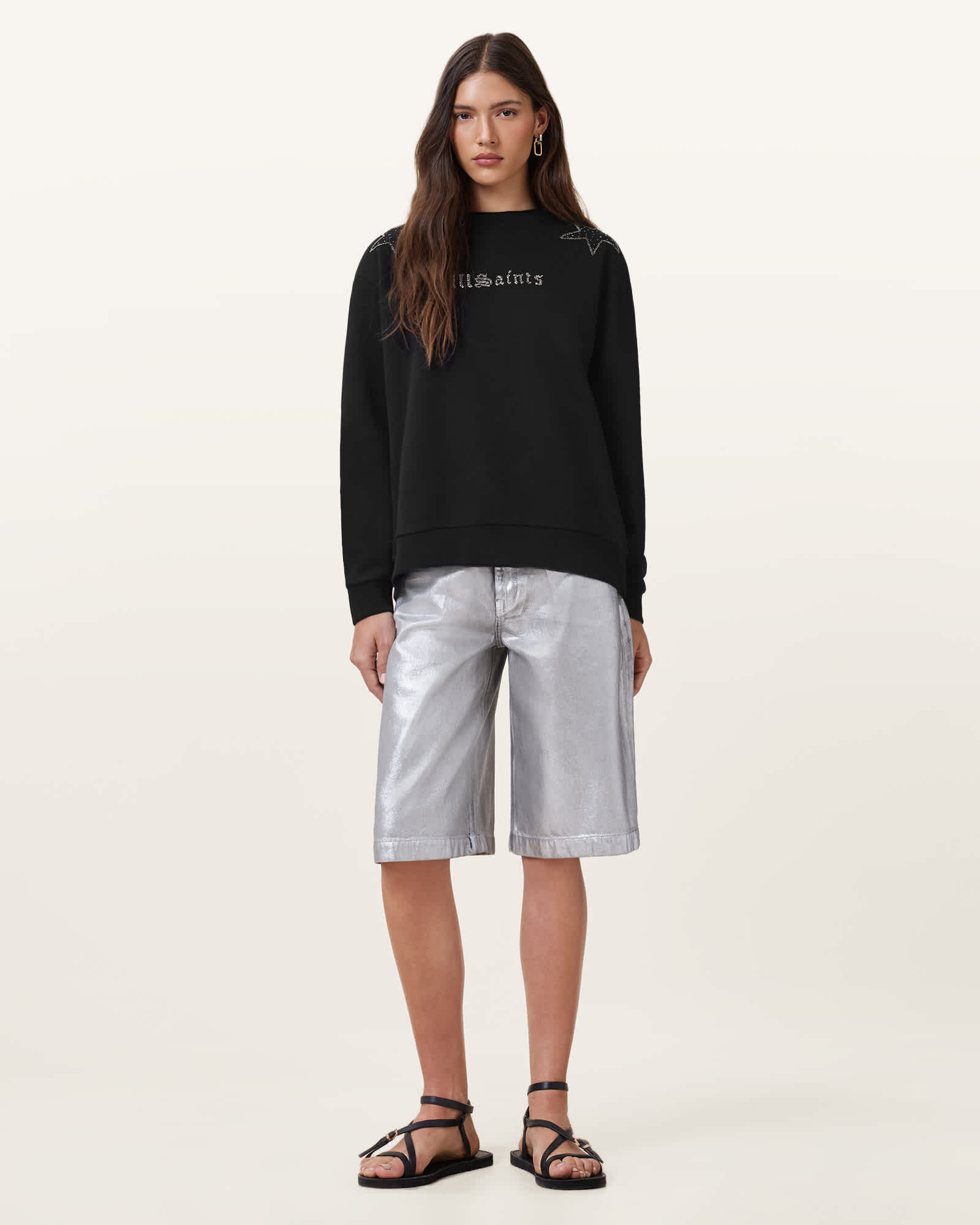 All Saints Wings Talon Oversized Sweatshirt Black