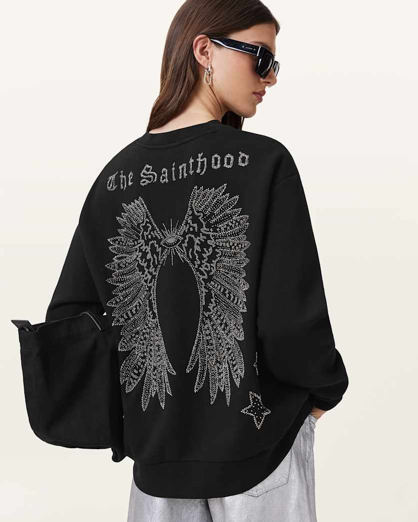 all saints Wings Talon Oversized Sweatshirt Black