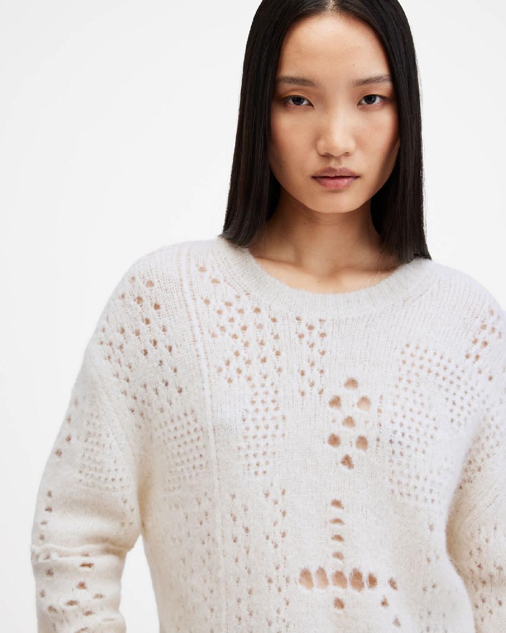 All Saints Winnie Crew Neck Sweater Chalk White