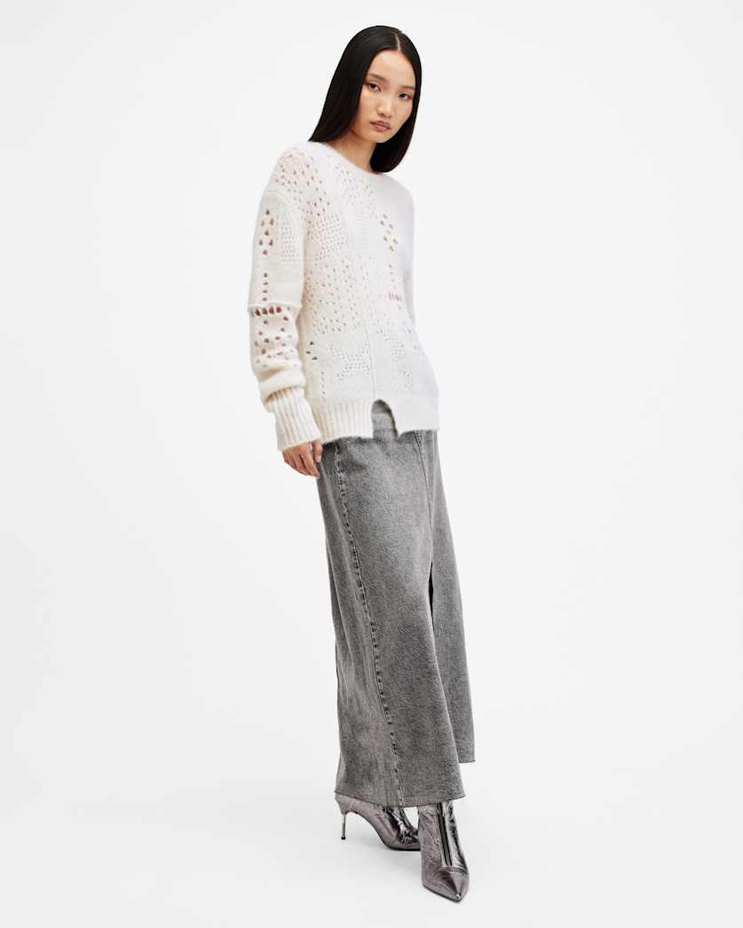 all saints Winnie Crew Neck Sweater Chalk White