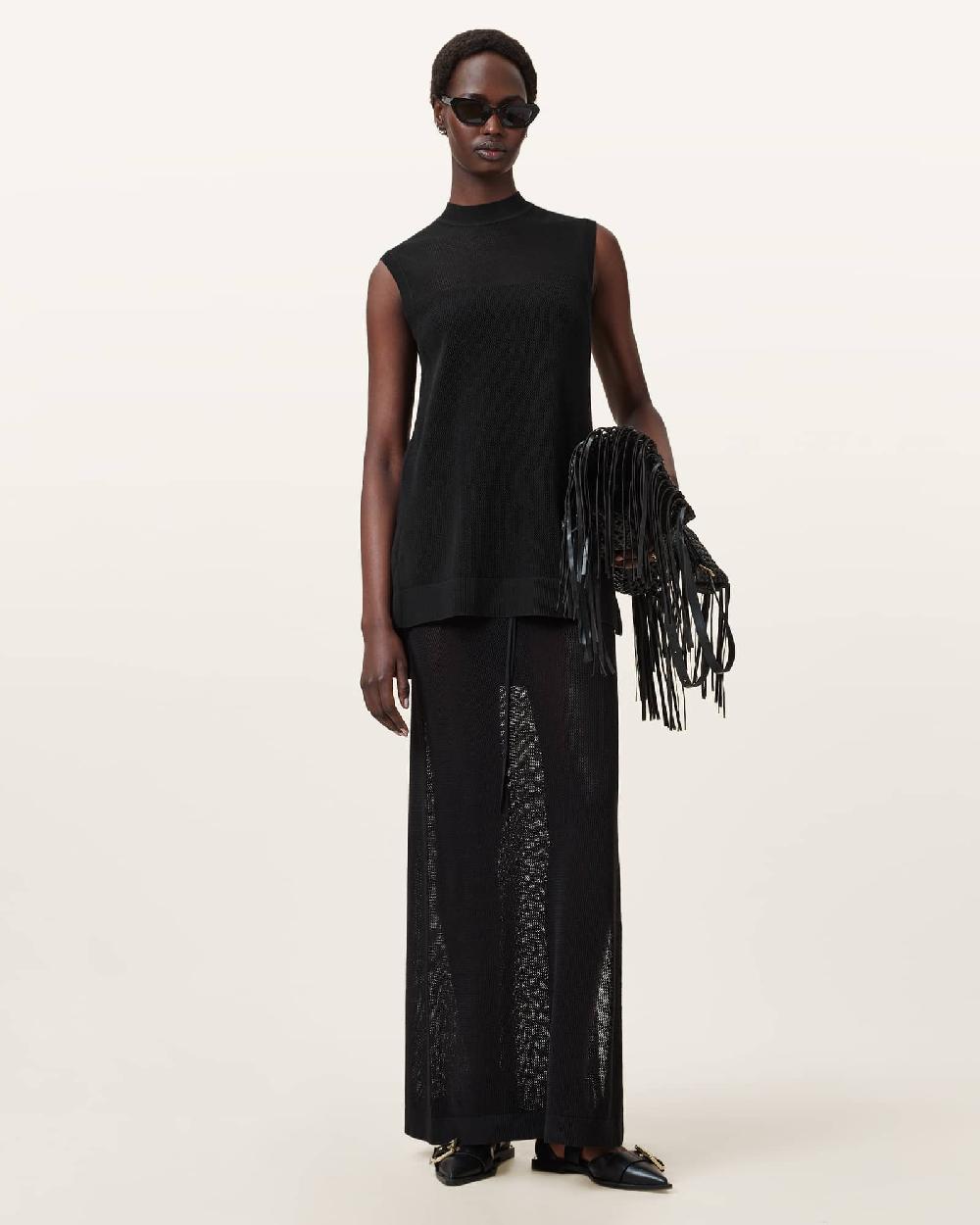 All Saints Yuri Knitted Tank Top Black