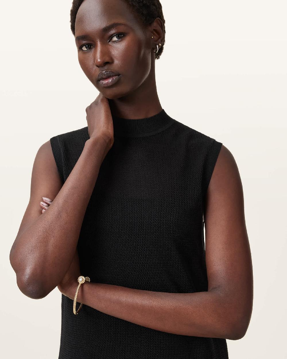 All Saints Yuri Knitted Tank Top Black