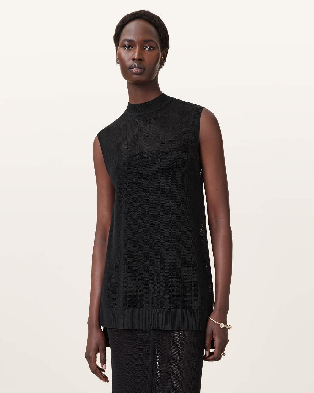 All Saints Yuri Knitted Tank Top Black