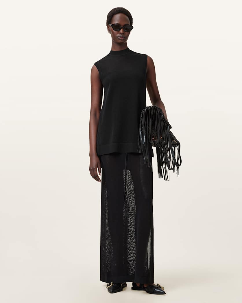 all saints Yuri Knitted Tank Top Black