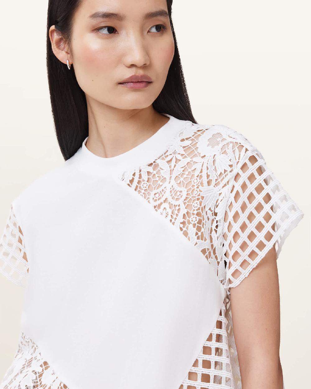 All Saints Zala Crochet Top Ecru White
