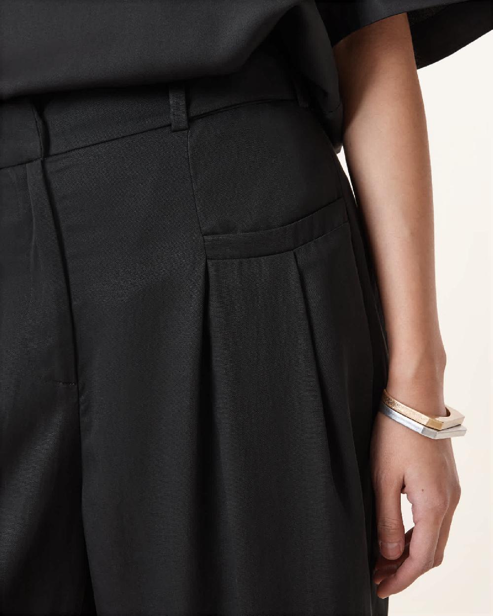 All Saints Zenni Mid Rise Wide Leg Trousers Black