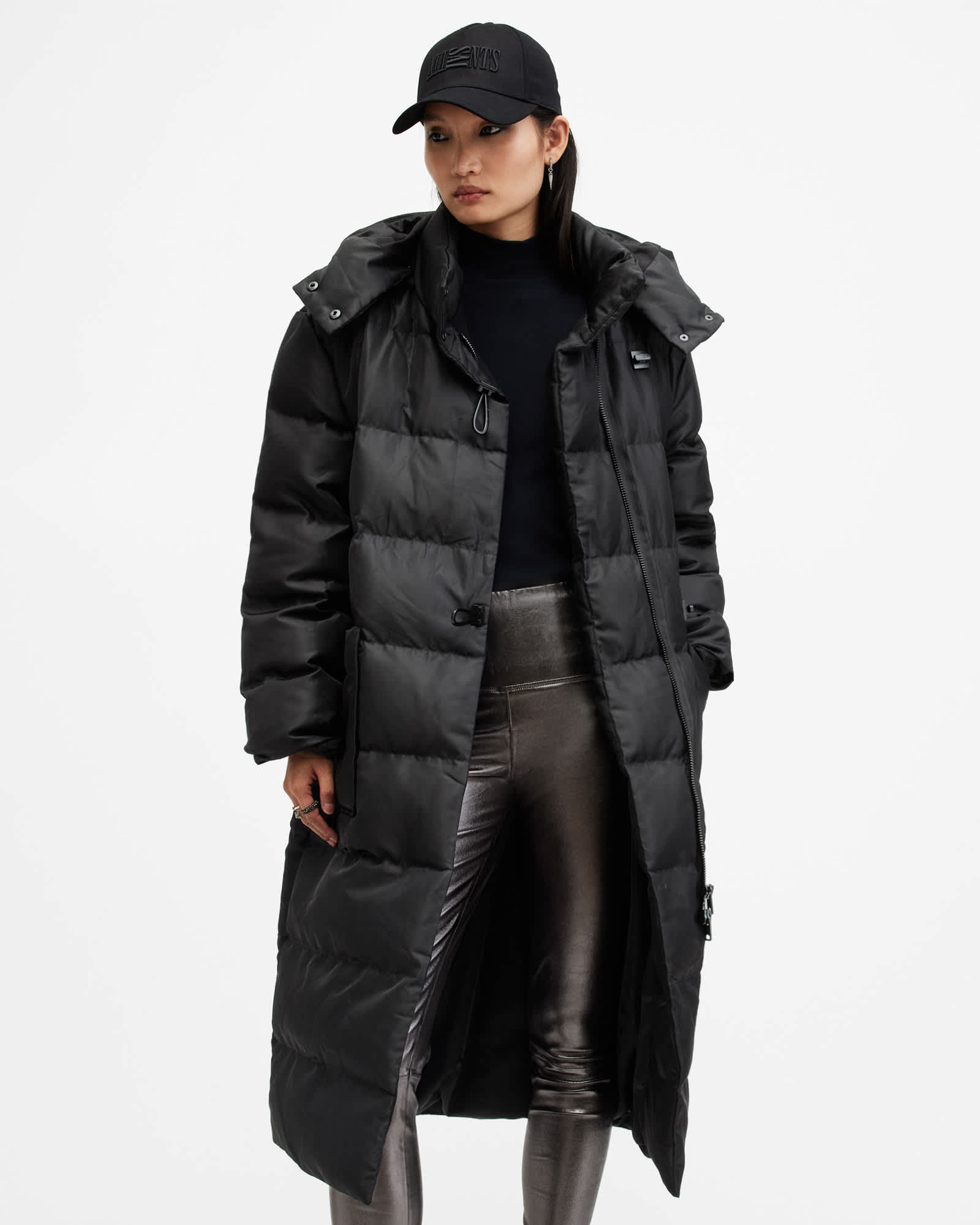 All Saints Allana Funnel Neck Recycled Puffer Jacket Black