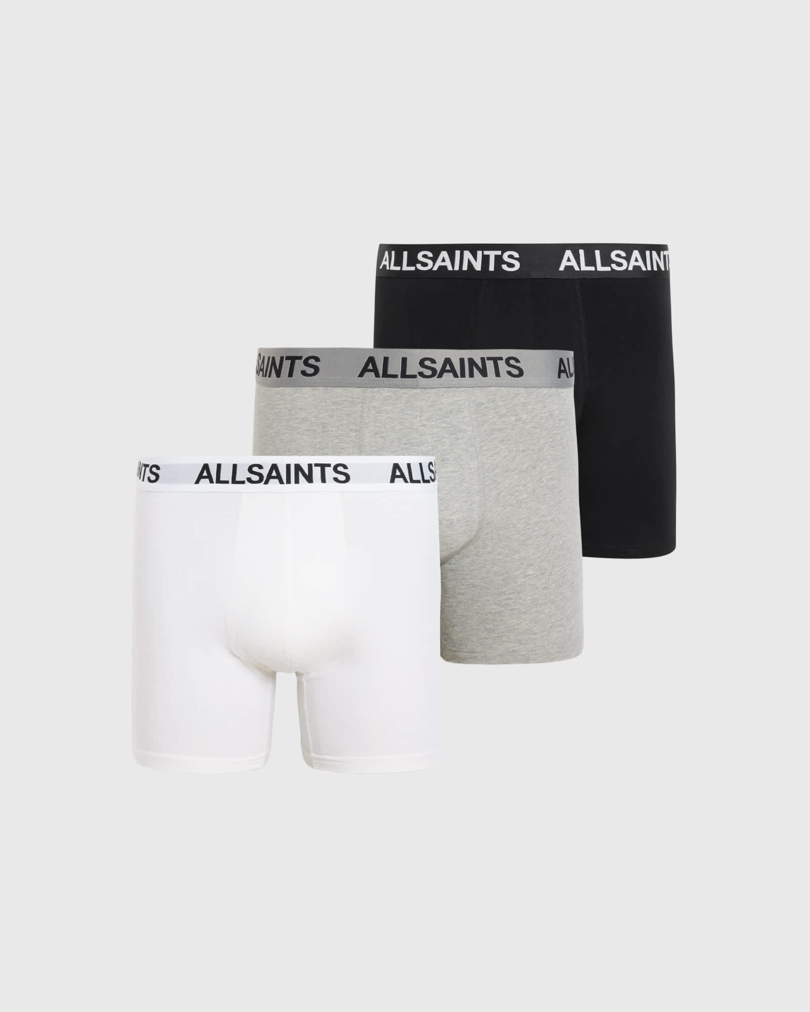 All Saints AllSaints Logo Boxer Briefs 3 Pack BLACK/GREY/WHITE