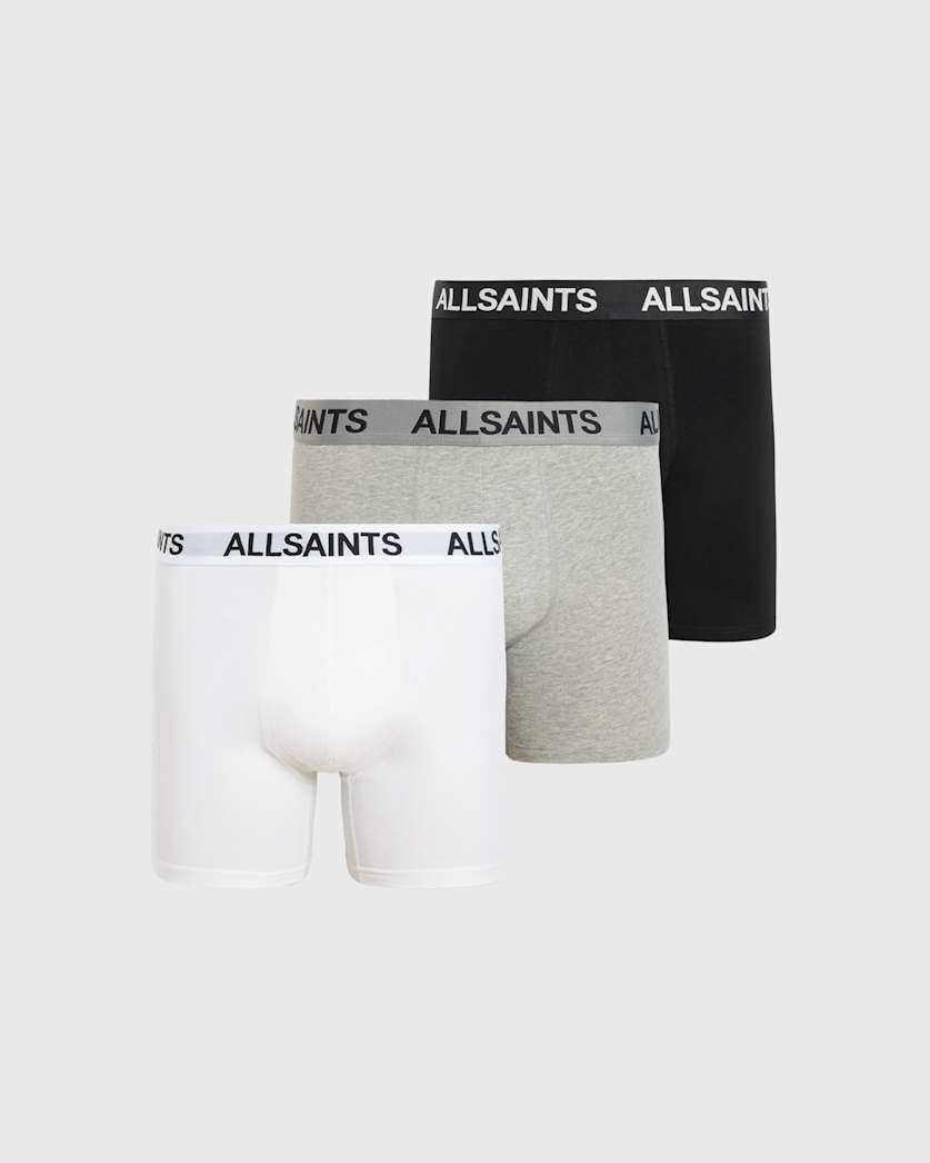 all saints AllSaints Logo Boxer Briefs 3 Pack BLACK/GREY/WHITE