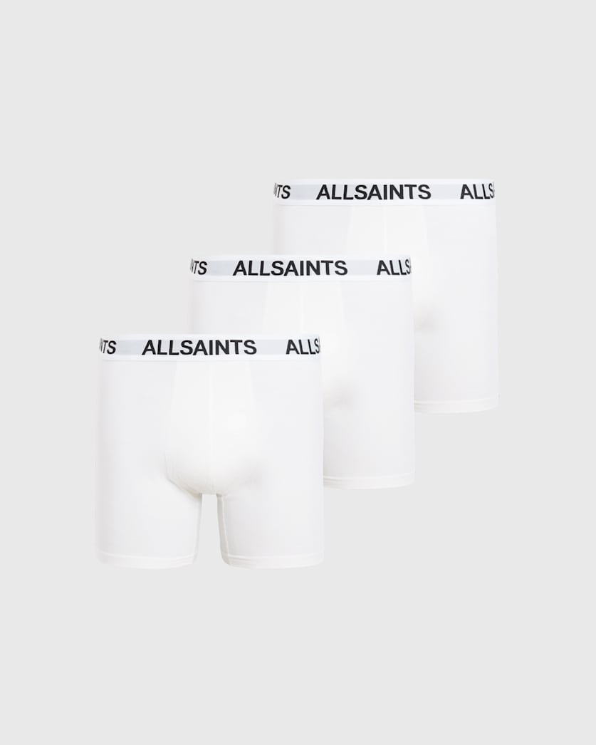 all saints AllSaints Logo Boxer Briefs 3 Pack WHITE/WHITE/WHITE
