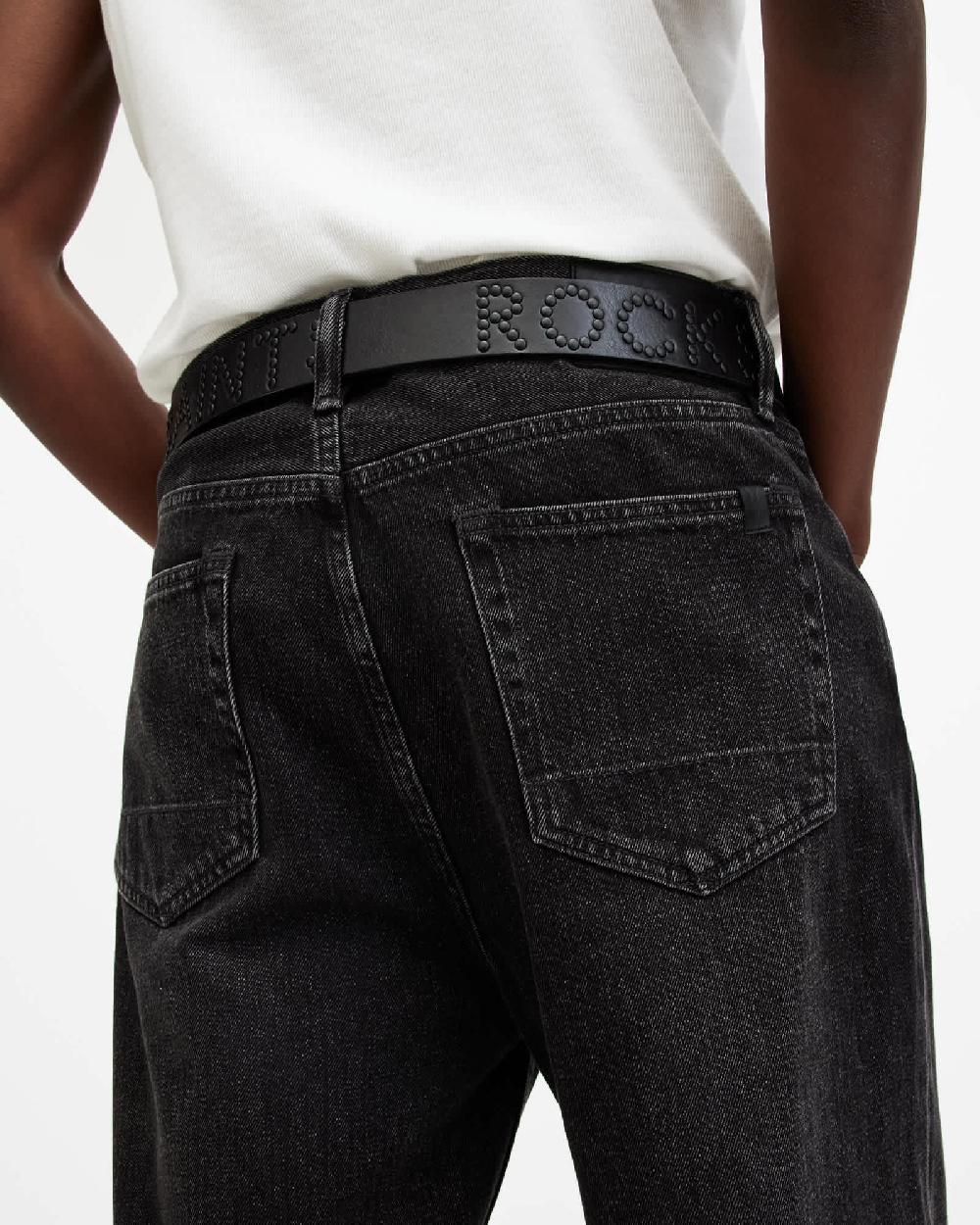 All Saints AllSaints Rock Studded Leather Belt BLACK/MATTE BLACK