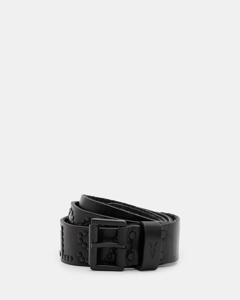 all saints AllSaints Rock Studded Leather Belt BLACK/MATTE BLACK