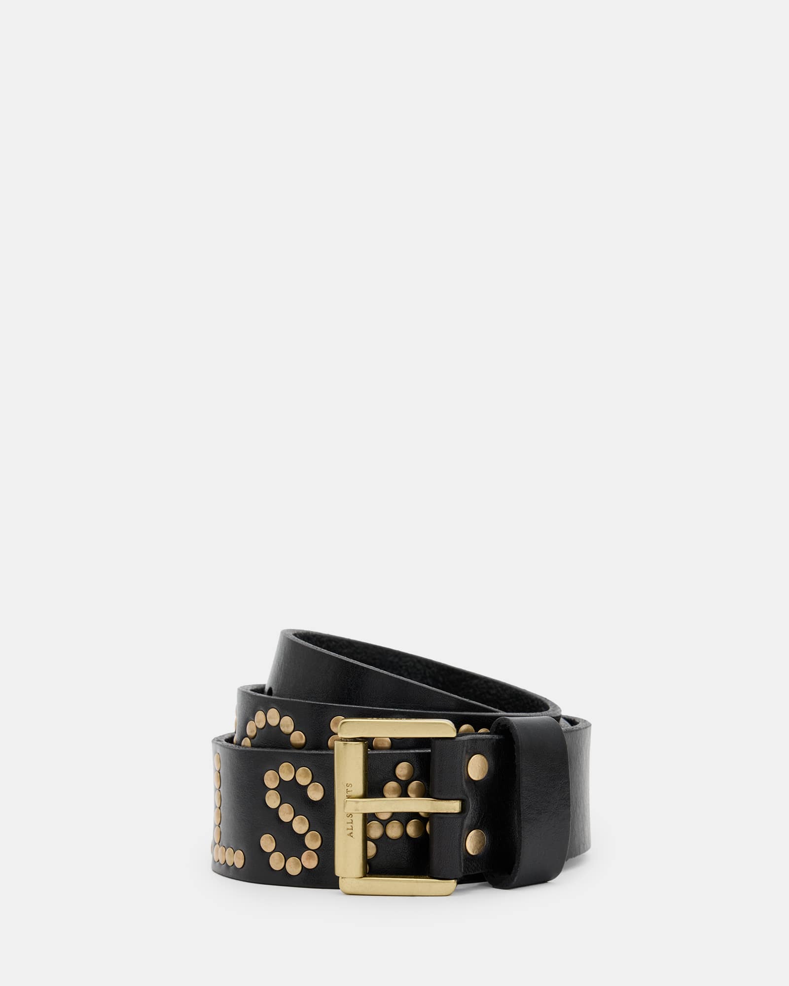 All Saints AllSaints Rock Studded Leather Belt BLACK/WARM BRASS