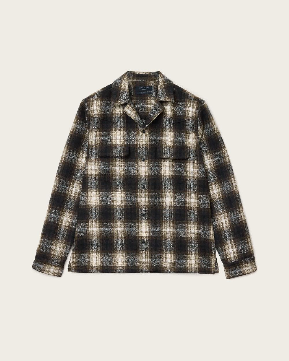 All Saints Alvar Checked Western Relaxed Fit Shirt Brown