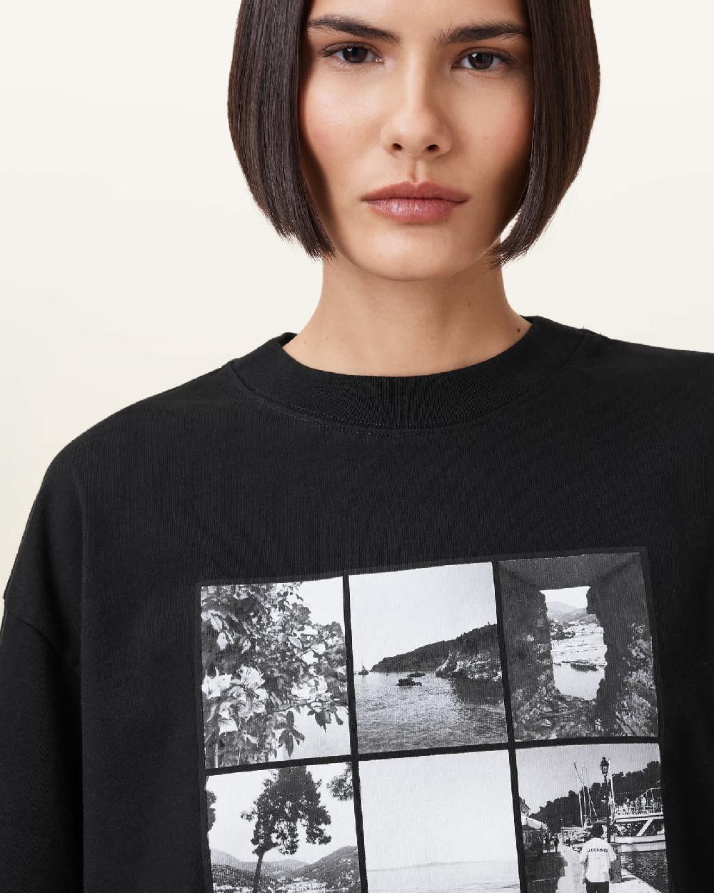 All Saints Amelie Film Artwork Oversized T-shirt Black