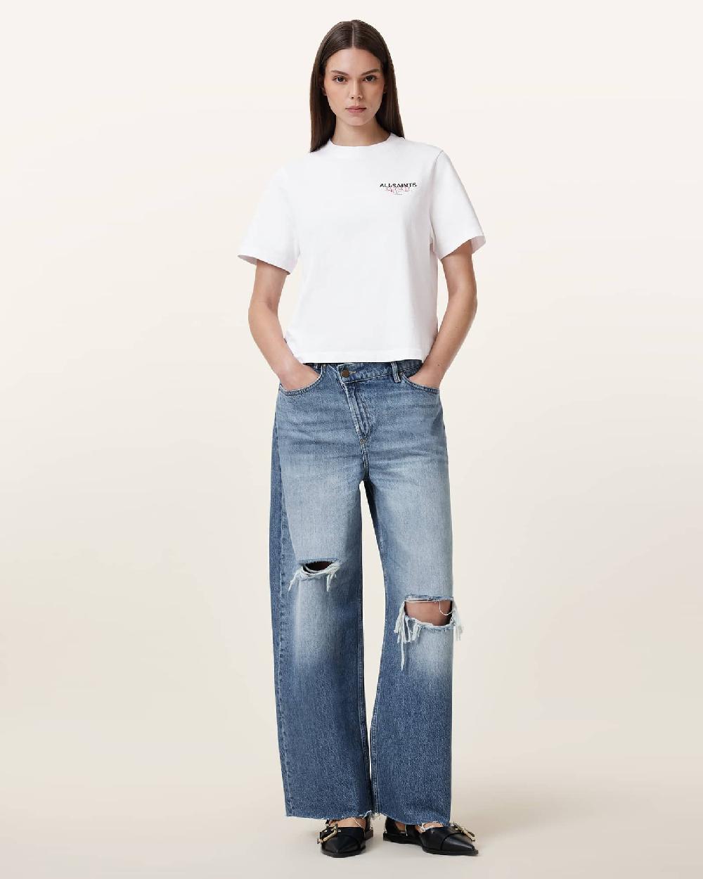 All Saints Amore Lisa Boxy Crew Neck T-Shirt Optic White