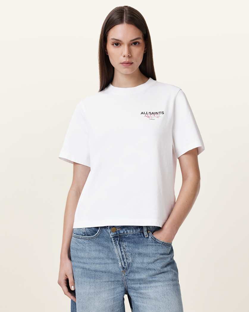 all saints Amore Lisa Boxy Crew Neck T-Shirt Optic White
