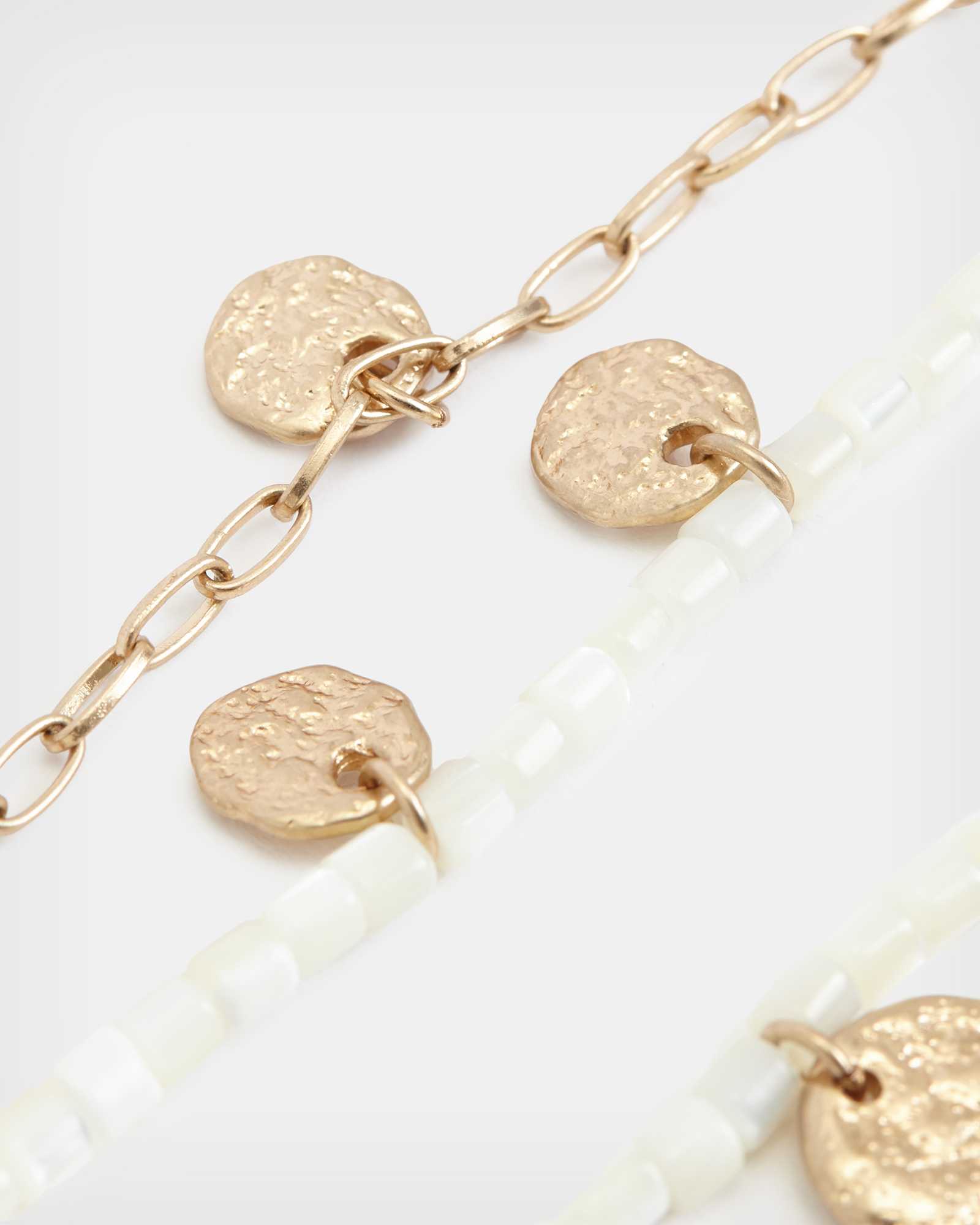 All Saints Andi Double Layered Necklace PEARL/WARM BRASS