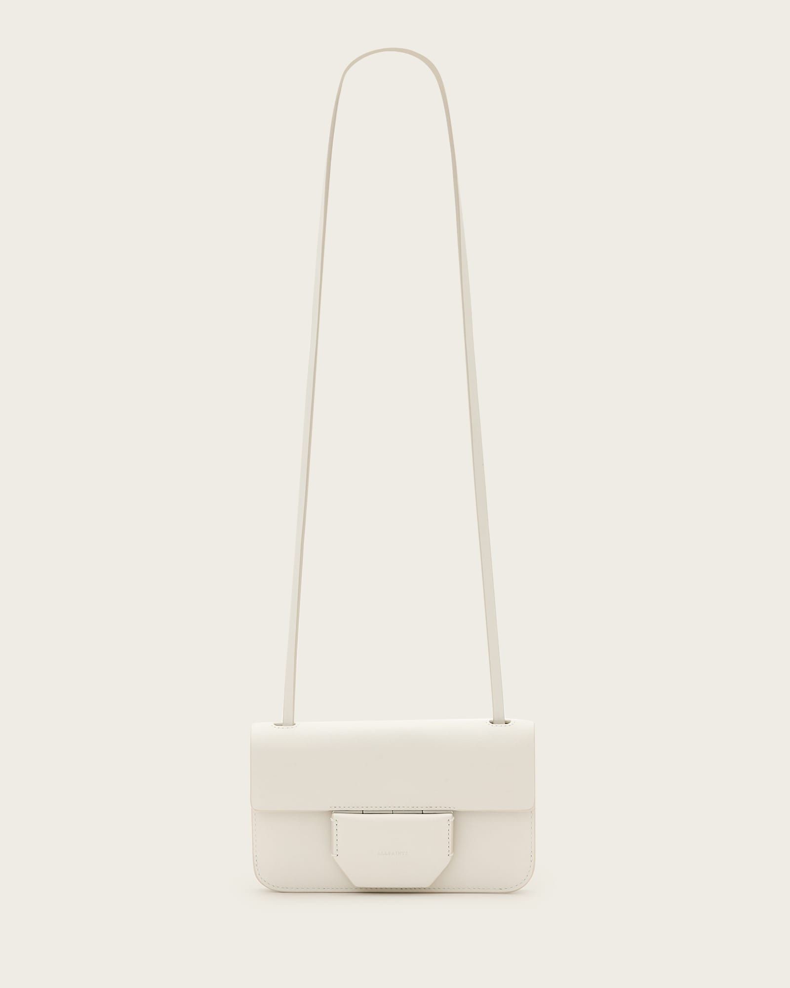 All Saints Ann Leather Crossbody Wallet Bag Birch White
