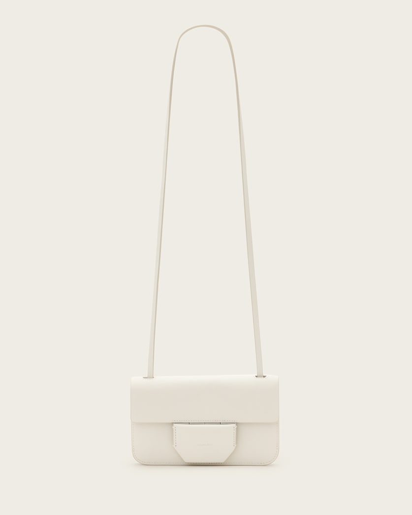 all saints Ann Leather Crossbody Wallet Bag Birch White