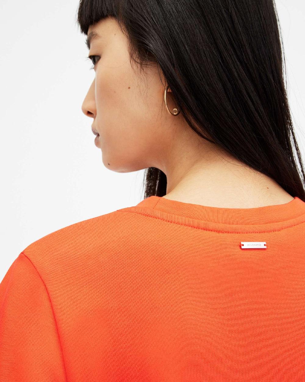 All Saints Anna Crew Neck Short Sleeve Maxi Dress Zesty Orange