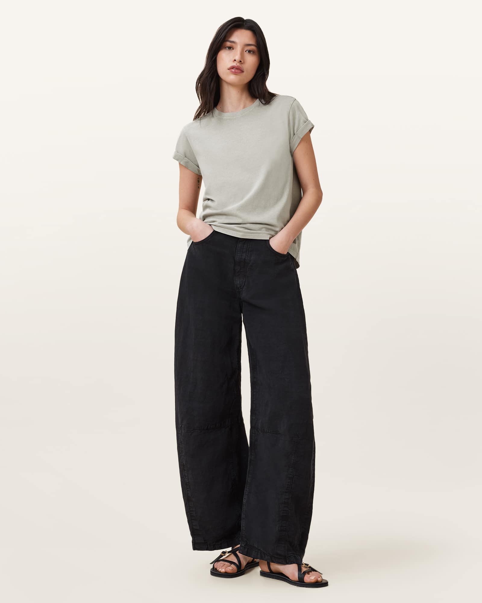 All Saints Anna Crew Neck Short Sleeve T-Shirt Abbey Stone Green