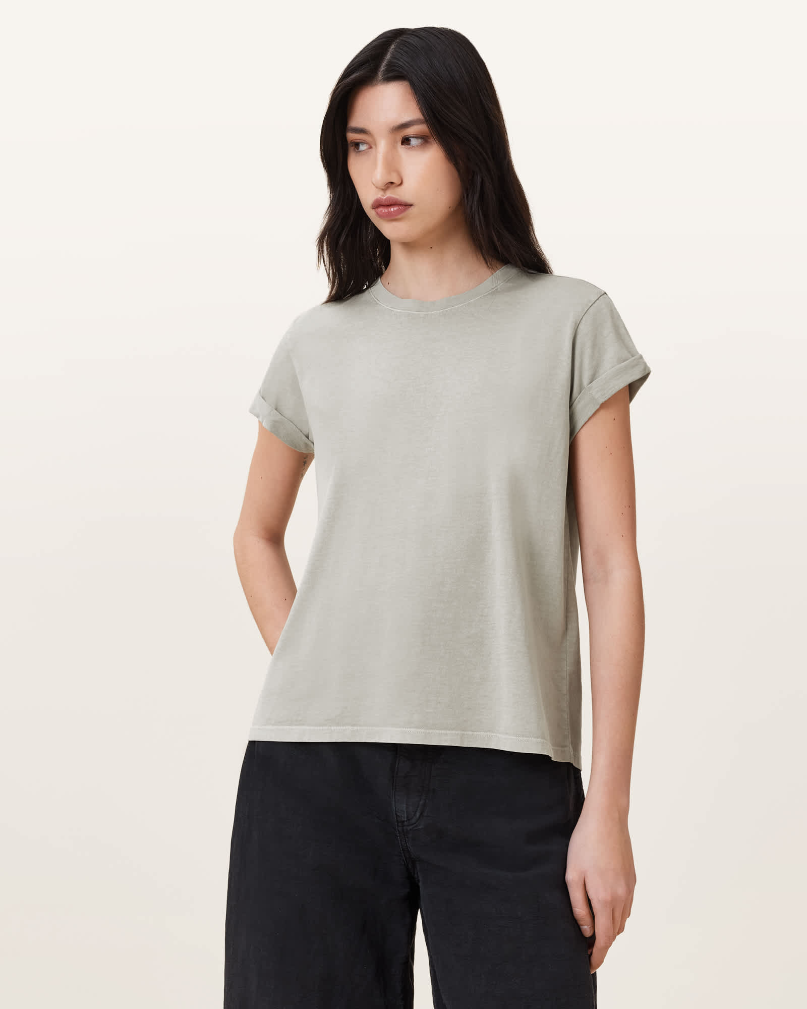 All Saints Anna Crew Neck Short Sleeve T-Shirt Abbey Stone Green