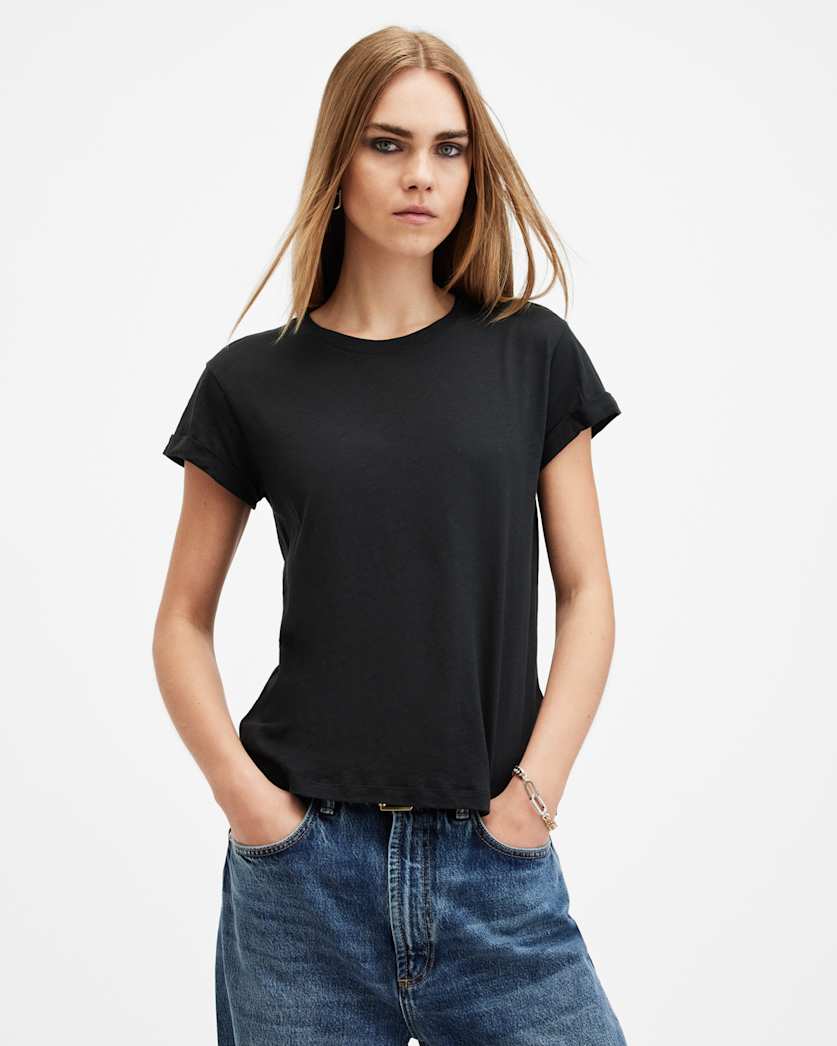 all saints Anna Crew Neck Short Sleeve T-Shirt Black