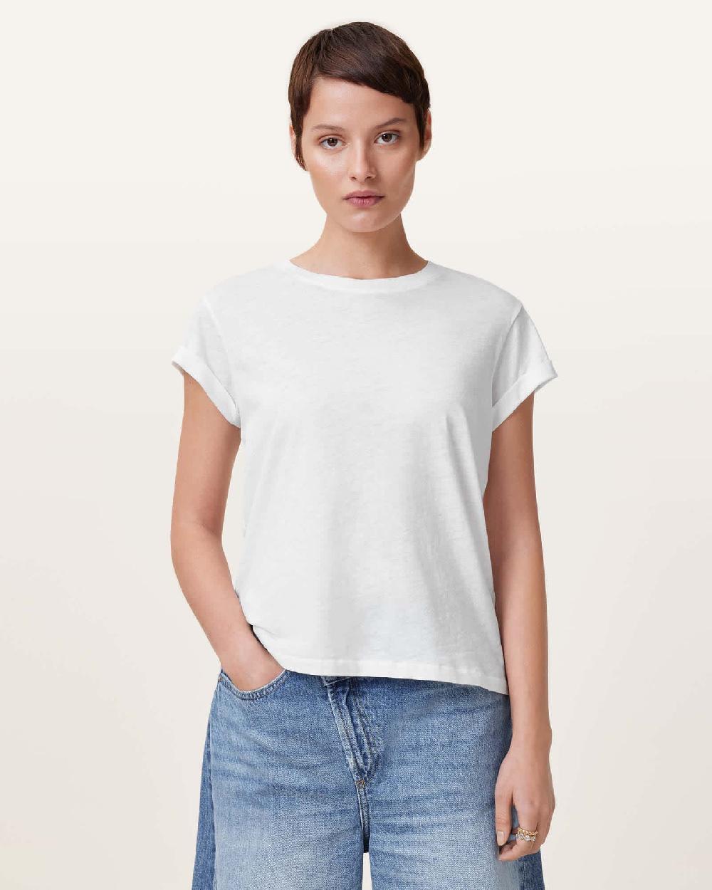 All Saints Anna Crew Neck Short Sleeve T-Shirt Chalk White