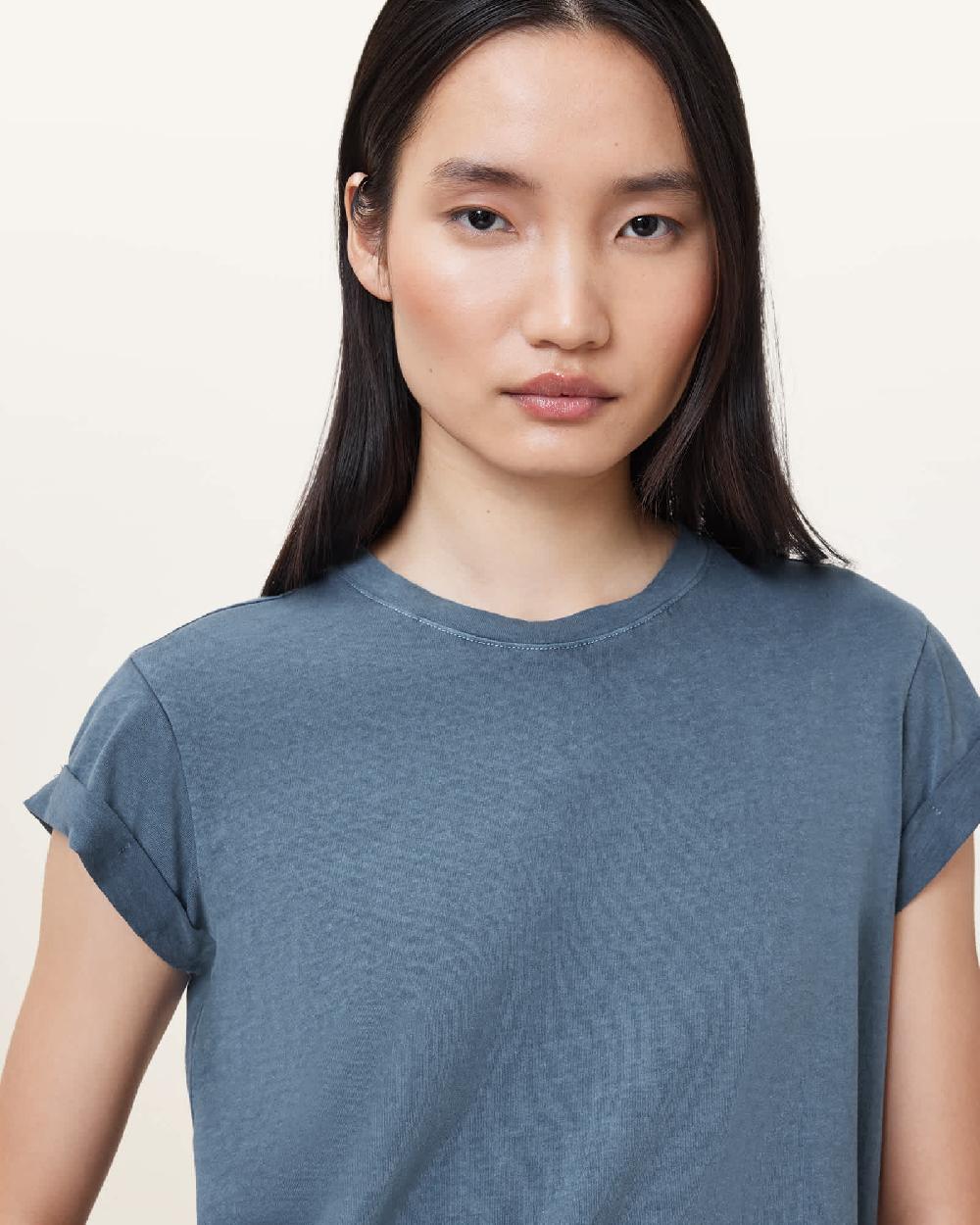 All Saints Anna Crew Neck Short Sleeve T-Shirt Flint Stone Blue