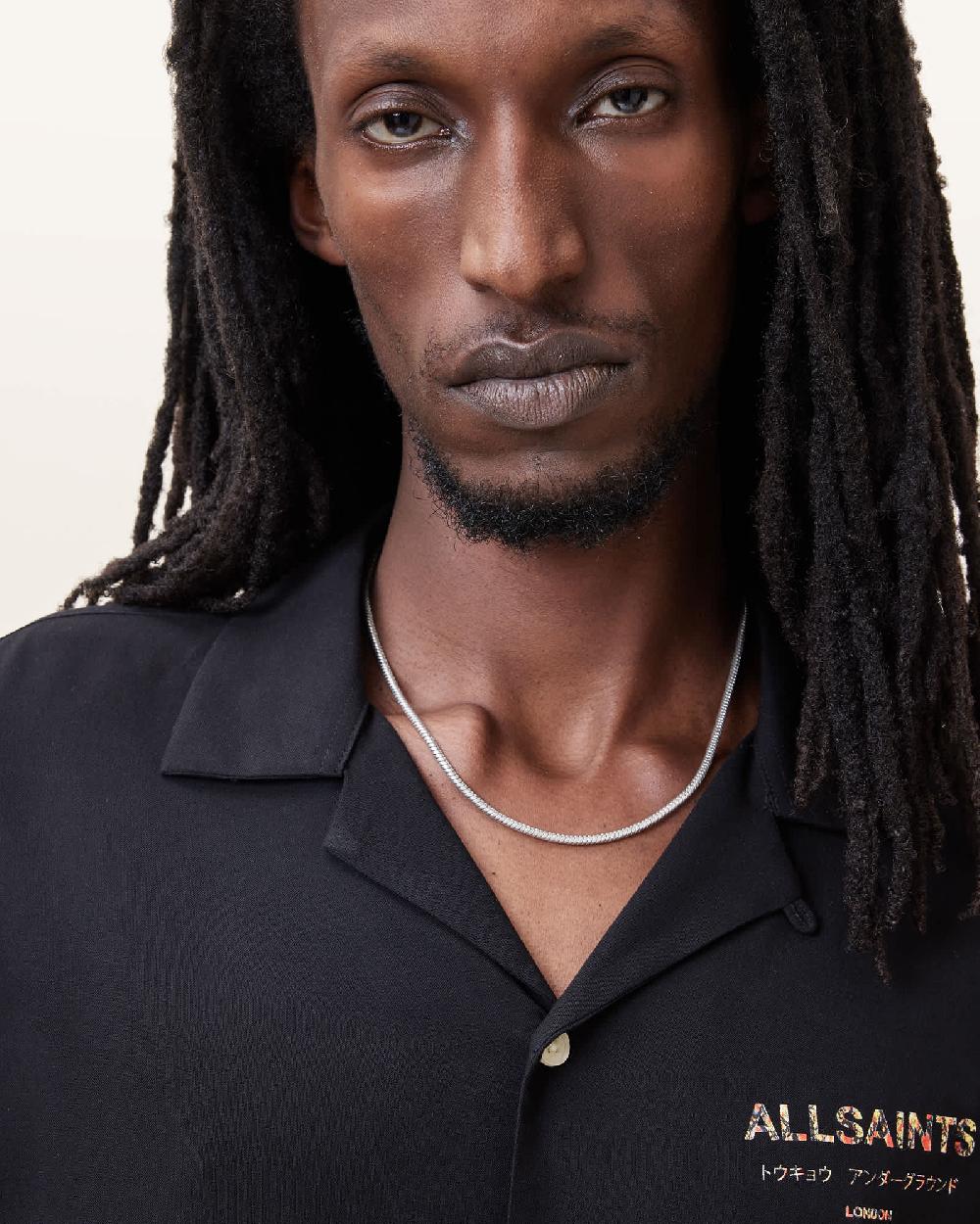 All Saints Arbner Skinny Chain Necklace Warm Silver