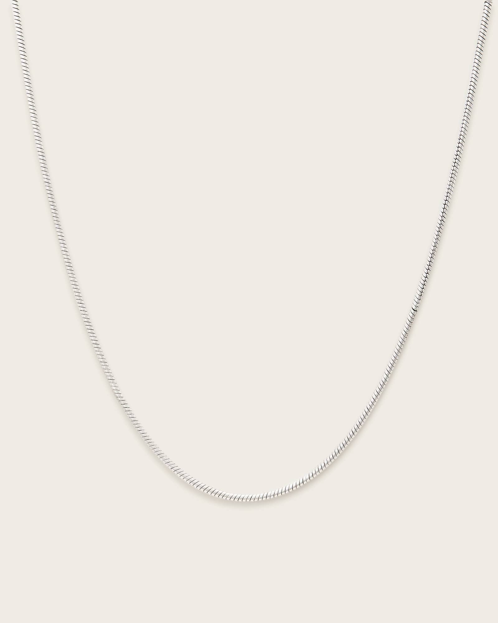 All Saints Arbner Skinny Chain Necklace Warm Silver
