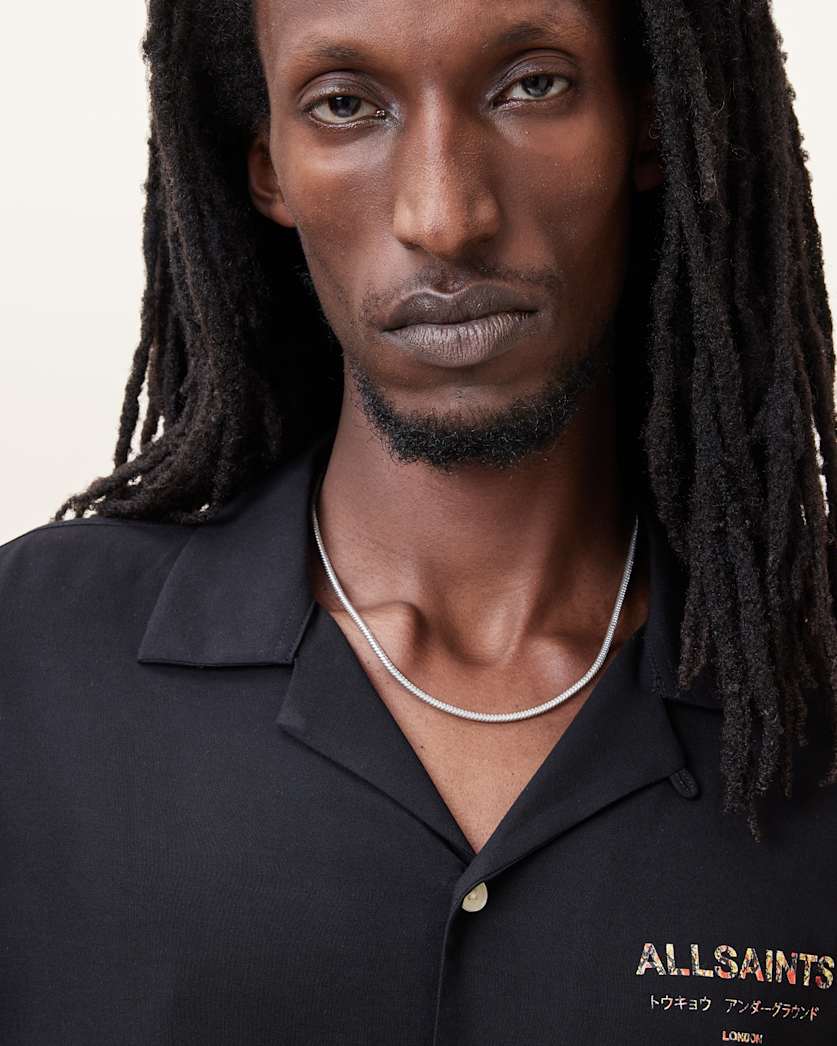 all saints Arbner Skinny Chain Necklace Warm Silver