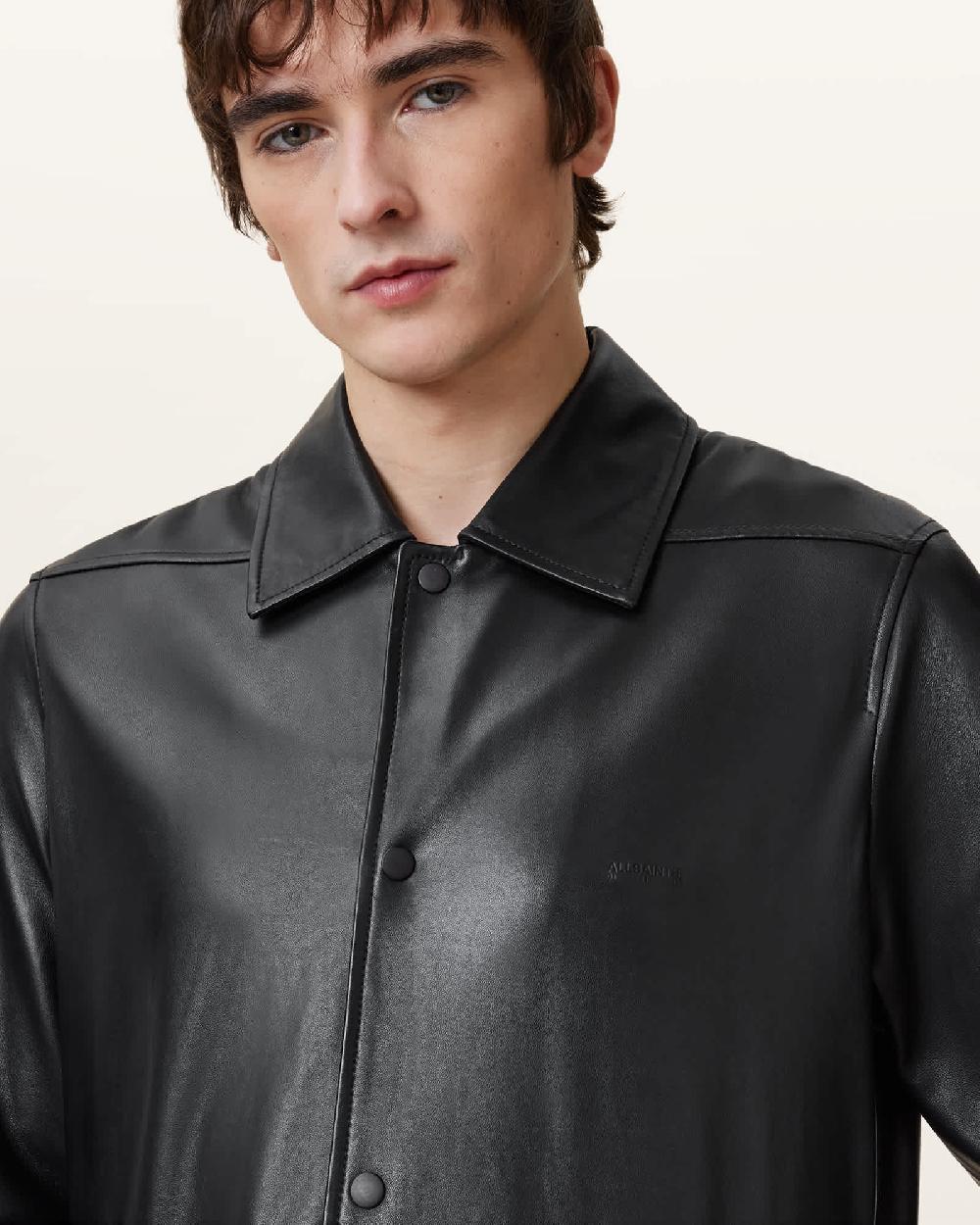 All Saints Arlington Minimalist Leather Jacket Black