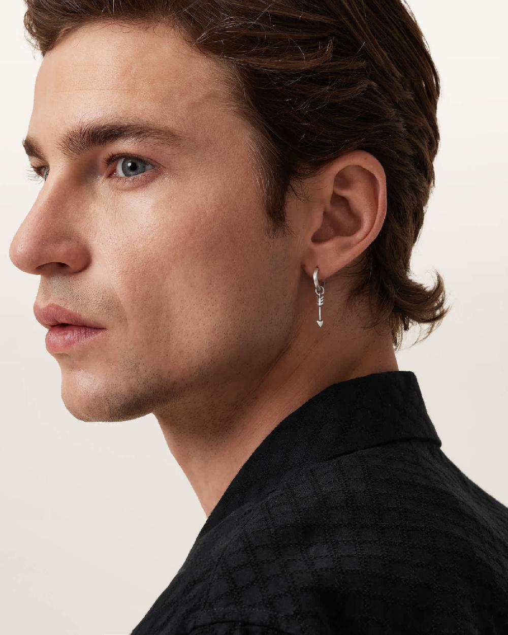 All Saints Arrow Sterling Silver Hoop Earring Warm Silver