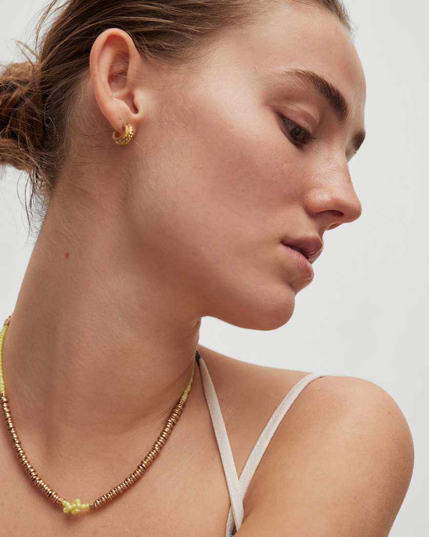 all saints Arti Knotted Bead Necklace WARM BRASS/YELLOW