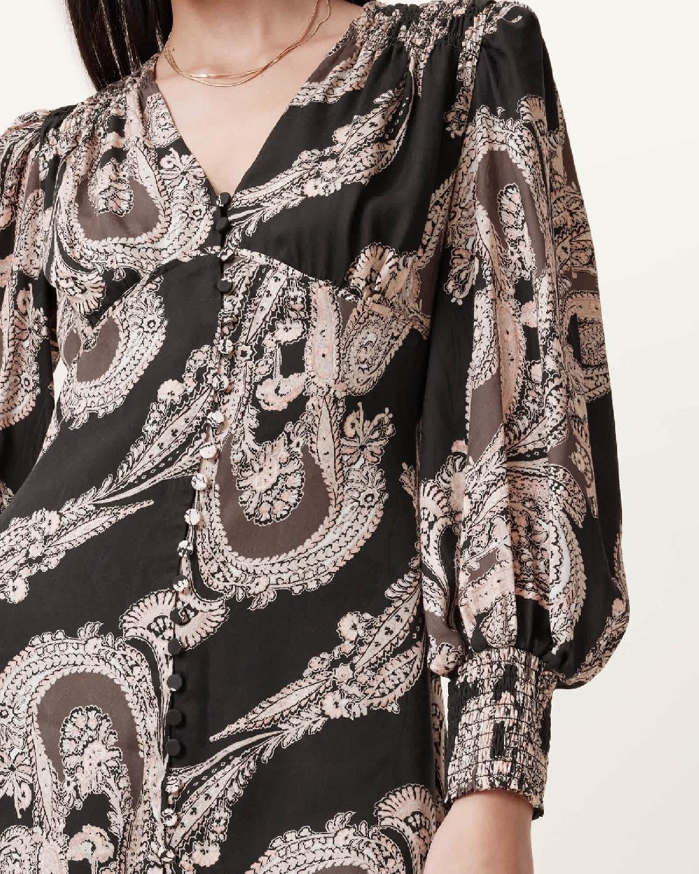 All Saints Auden Sanibel Print Mini Dress Lita Black